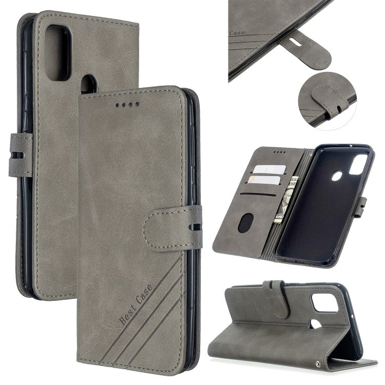 For Samsung Galaxy A21s Stitching Style 2-Color Cow Texture Horizontal Flip PU Leather Case with Holder & Card Slot & Lanyard