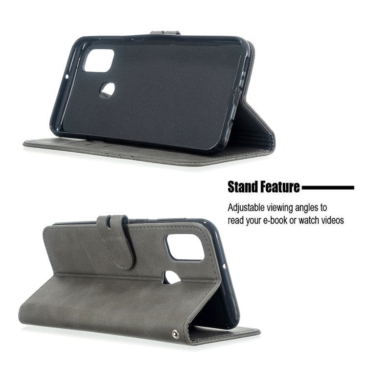 For Samsung Galaxy A21s Stitching Style 2-Color Cow Texture Horizontal Flip PU Leather Case with Holder & Card Slot & Lanyard