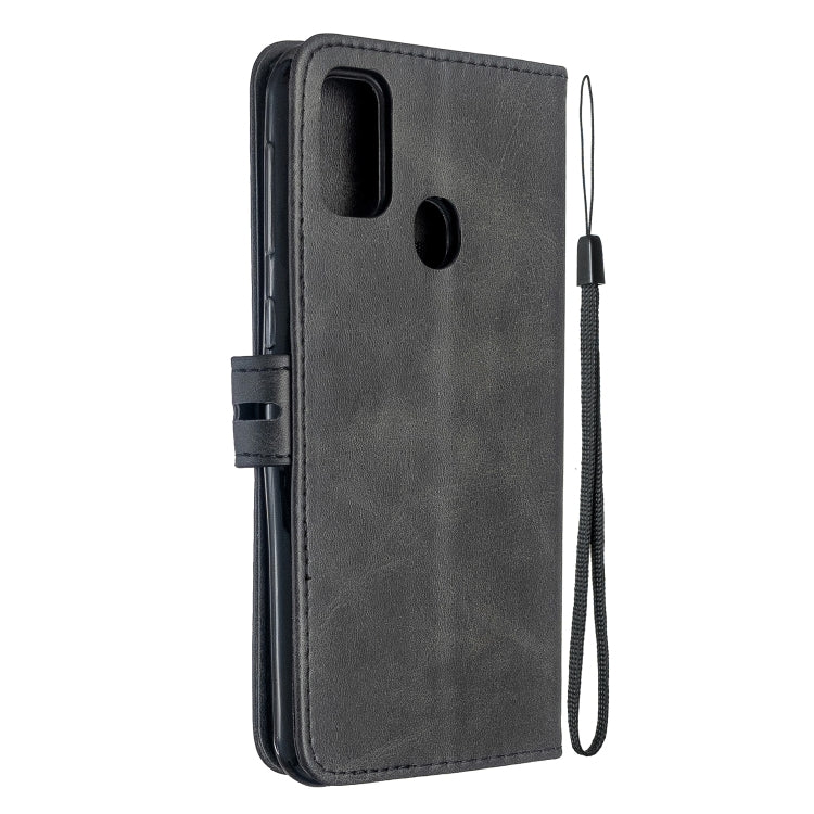 For Samsung Galaxy A21s Stitching Style 2-Color Cow Texture Horizontal Flip PU Leather Case with Holder & Card Slot & Lanyard