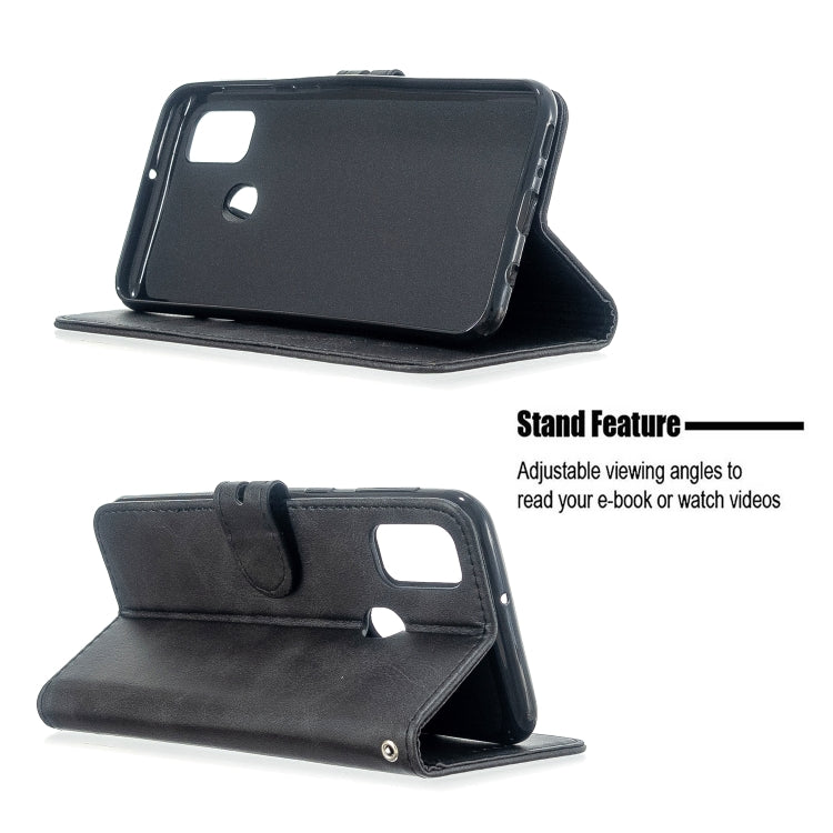 For Samsung Galaxy A21s Stitching Style 2-Color Cow Texture Horizontal Flip PU Leather Case with Holder & Card Slot & Lanyard