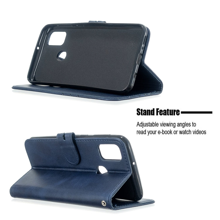 For Samsung Galaxy A21s Stitching Style 2-Color Cow Texture Horizontal Flip PU Leather Case with Holder & Card Slot & Lanyard