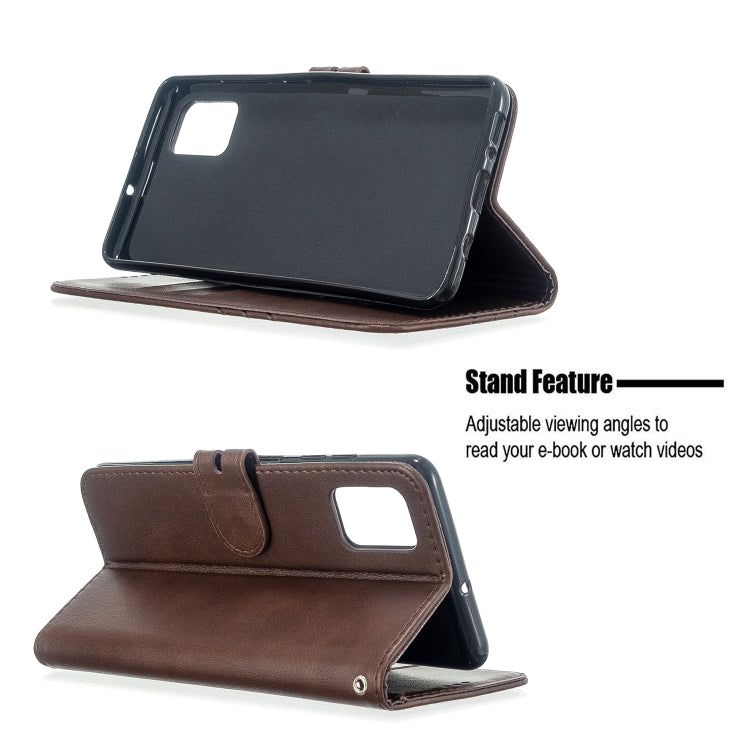 For Samsung Galaxy A31 Stitching Style 2-Color Cow Texture Horizontal Flip PU Leather Case with Holder & Card Slot & Lanyard
