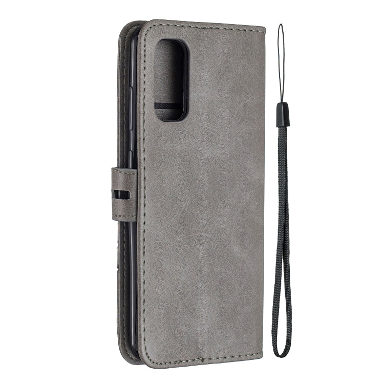For Samsung Galaxy S20 Stitching Style 2-Color Cow Texture Horizontal Flip PU Leather Case with Holder & Card Slot & Lanyard