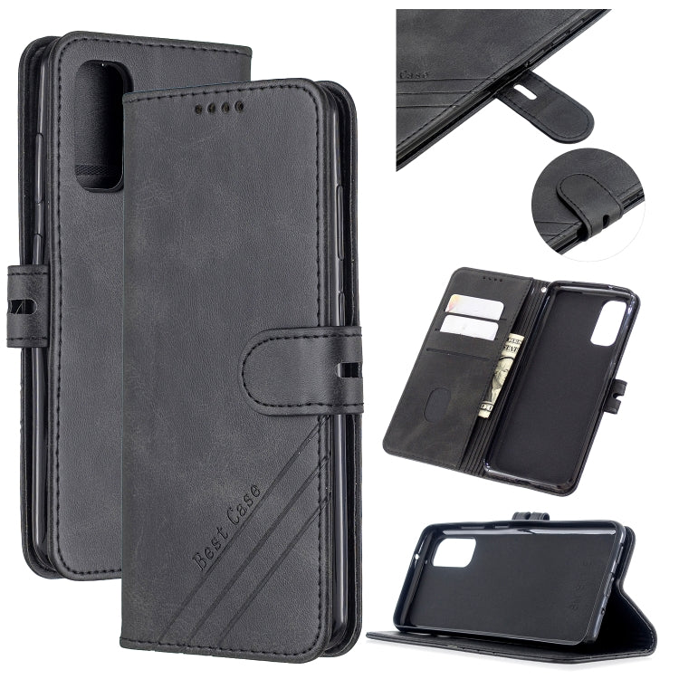 For Samsung Galaxy S20 Stitching Style 2-Color Cow Texture Horizontal Flip PU Leather Case with Holder & Card Slot & Lanyard