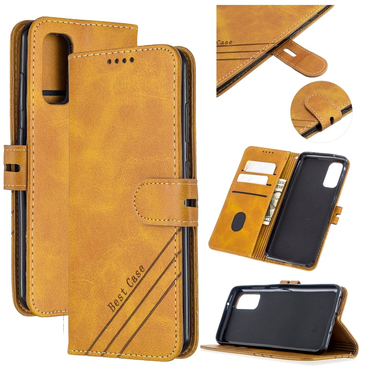 For Samsung Galaxy S20 Stitching Style 2-Color Cow Texture Horizontal Flip PU Leather Case with Holder & Card Slot & Lanyard