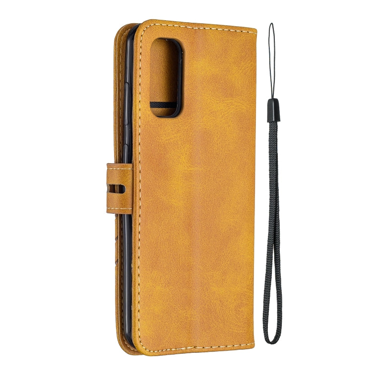 For Samsung Galaxy S20 Stitching Style 2-Color Cow Texture Horizontal Flip PU Leather Case with Holder & Card Slot & Lanyard