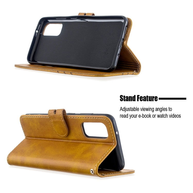 For Samsung Galaxy S20 Stitching Style 2-Color Cow Texture Horizontal Flip PU Leather Case with Holder & Card Slot & Lanyard