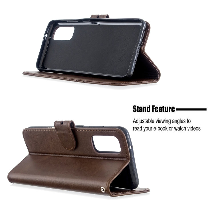 For Samsung Galaxy S20 Stitching Style 2-Color Cow Texture Horizontal Flip PU Leather Case with Holder & Card Slot & Lanyard