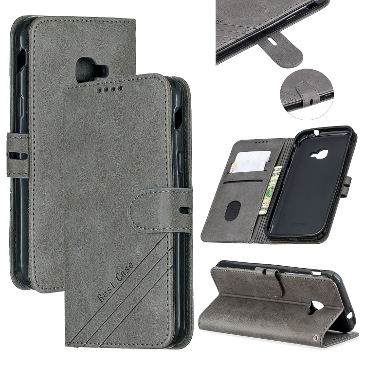 For Samsung Galaxy Xcover 4s Stitching Style 2-Color Cow Texture Horizontal Flip PU Leather Case with Holder & Card Slot & Lanyard