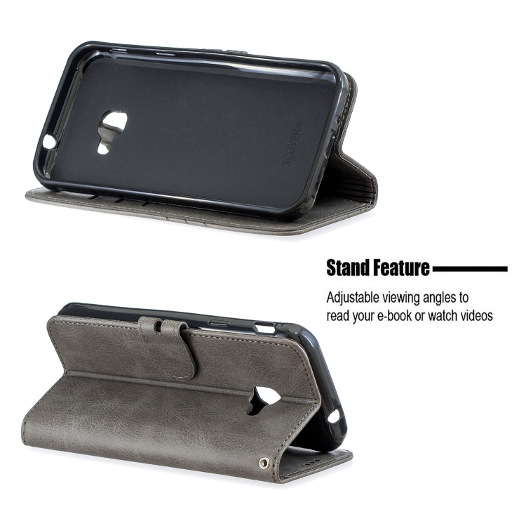 For Samsung Galaxy Xcover 4s Stitching Style 2-Color Cow Texture Horizontal Flip PU Leather Case with Holder & Card Slot & Lanyard