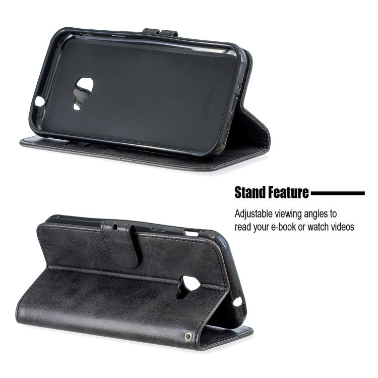 For Samsung Galaxy Xcover 4s Stitching Style 2-Color Cow Texture Horizontal Flip PU Leather Case with Holder & Card Slot & Lanyard