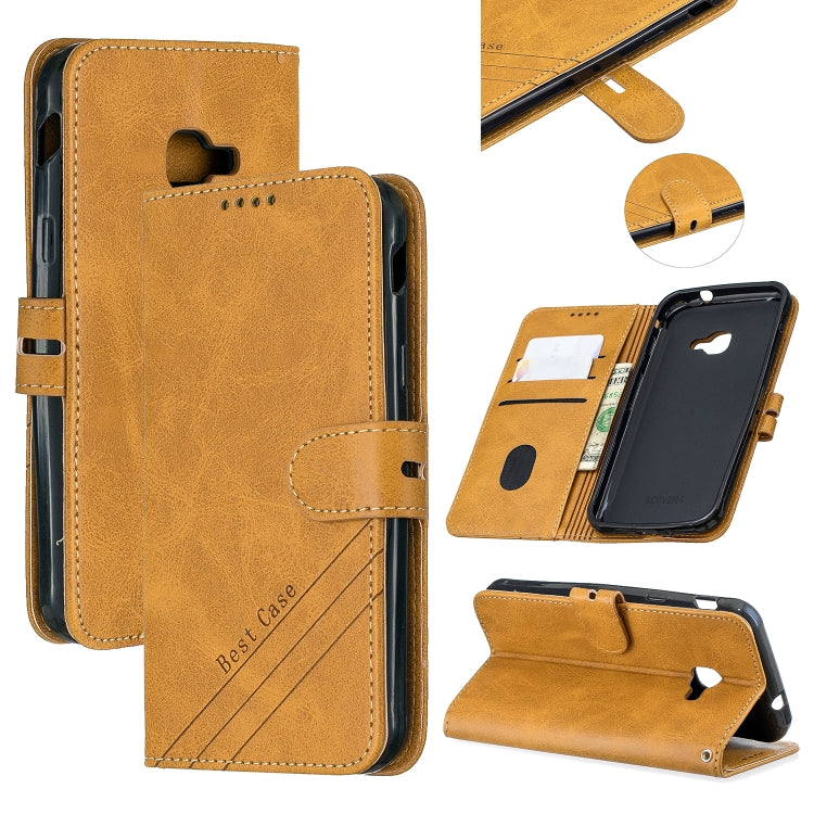 For Samsung Galaxy Xcover 4s Stitching Style 2-Color Cow Texture Horizontal Flip PU Leather Case with Holder & Card Slot & Lanyard