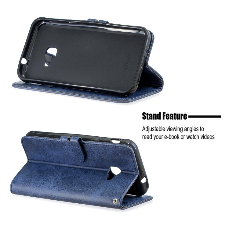 For Samsung Galaxy Xcover 4s Stitching Style 2-Color Cow Texture Horizontal Flip PU Leather Case with Holder & Card Slot & Lanyard