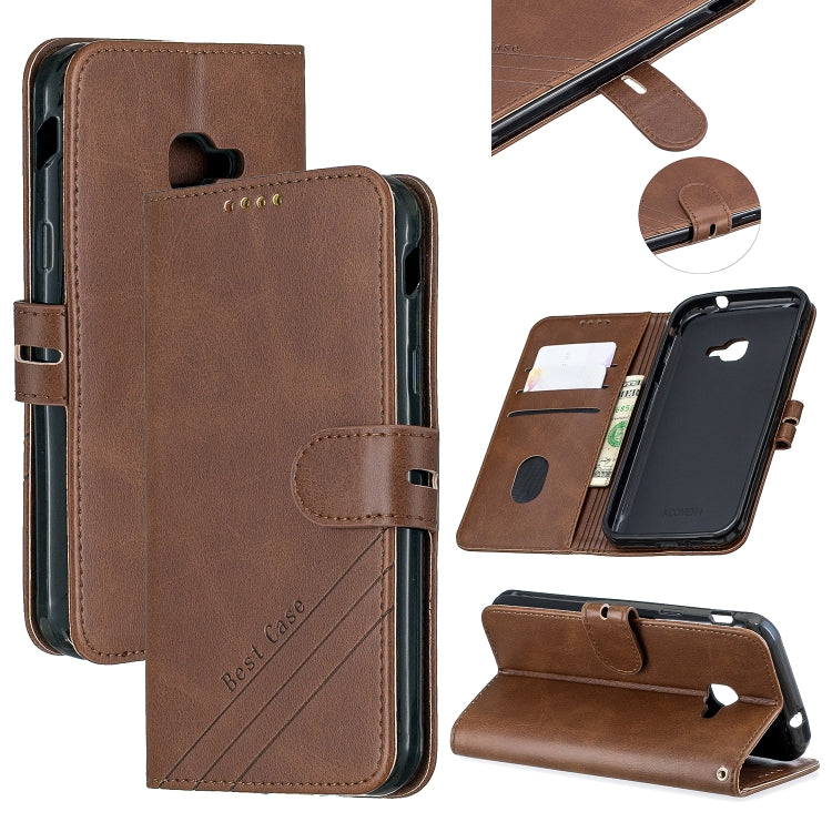 For Samsung Galaxy Xcover 4s Stitching Style 2-Color Cow Texture Horizontal Flip PU Leather Case with Holder & Card Slot & Lanyard