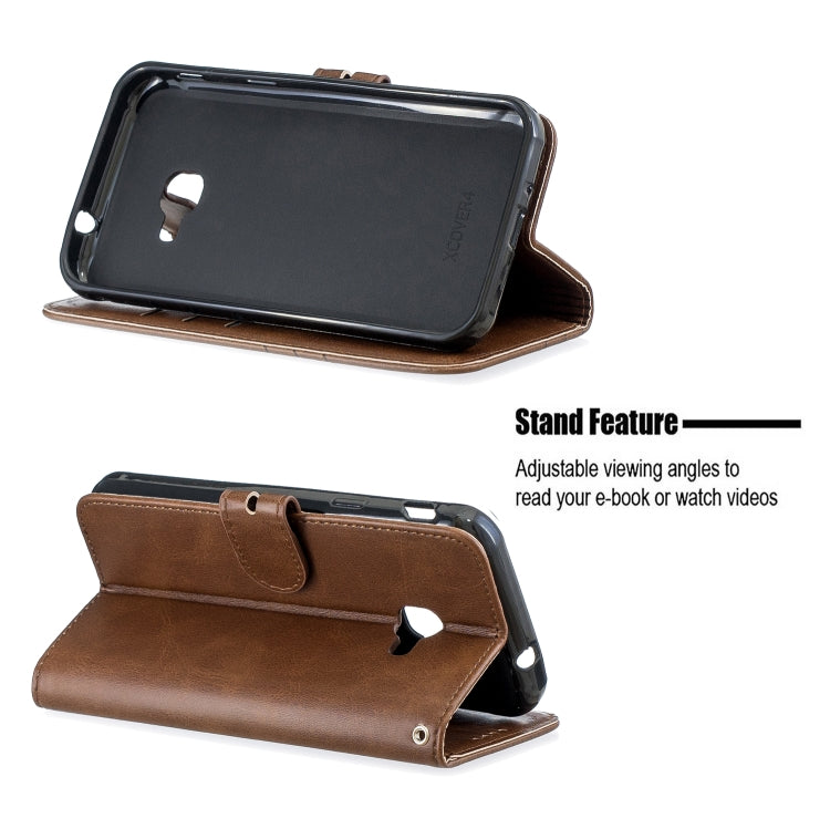 For Samsung Galaxy Xcover 4s Stitching Style 2-Color Cow Texture Horizontal Flip PU Leather Case with Holder & Card Slot & Lanyard