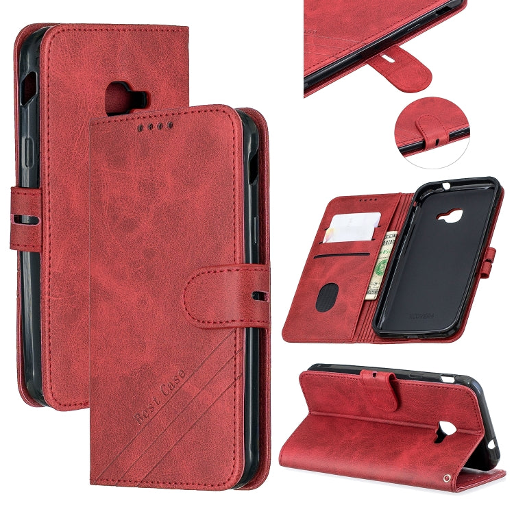 For Samsung Galaxy Xcover 4s Stitching Style 2-Color Cow Texture Horizontal Flip PU Leather Case with Holder & Card Slot & Lanyard