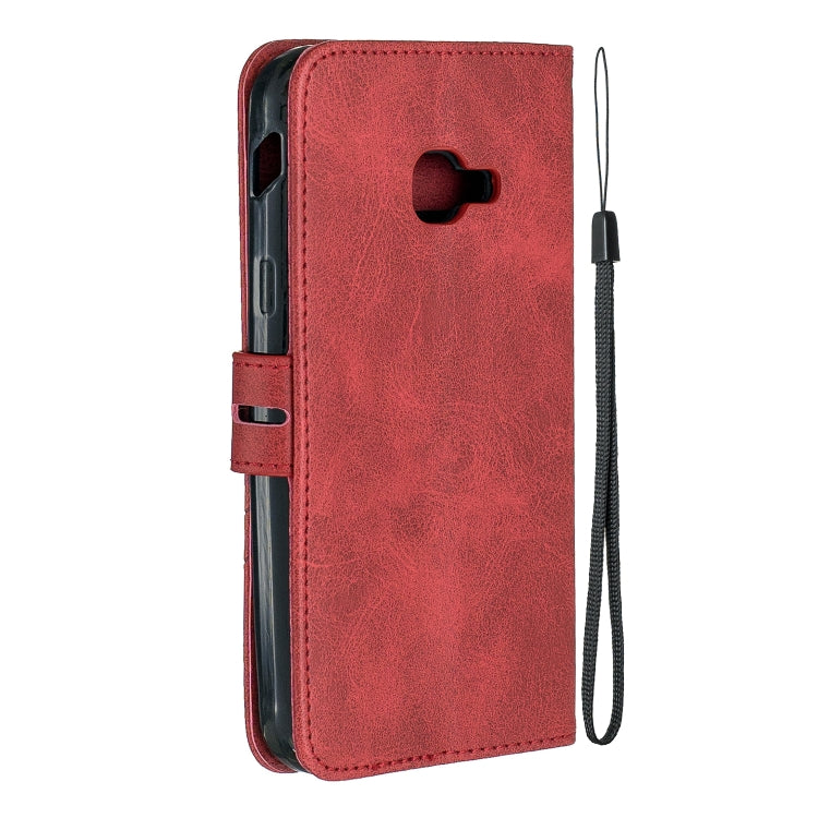 For Samsung Galaxy Xcover 4s Stitching Style 2-Color Cow Texture Horizontal Flip PU Leather Case with Holder & Card Slot & Lanyard