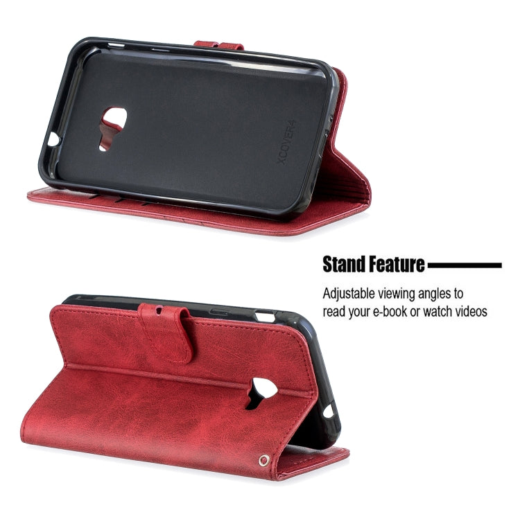 For Samsung Galaxy Xcover 4s Stitching Style 2-Color Cow Texture Horizontal Flip PU Leather Case with Holder & Card Slot & Lanyard