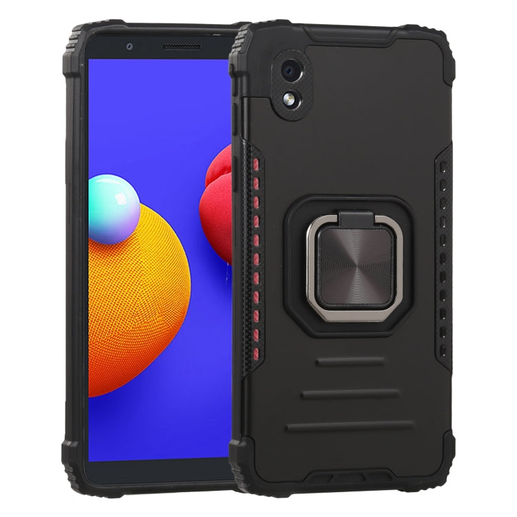 For Samsung Galaxy A01 Core / M01 Core Fierce Warrior Series Armor All-inclusive Shockproof Aluminum Alloy + TPU Protective Case with Ring Holder