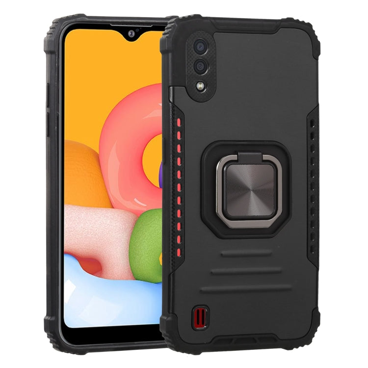 For Samsung Galaxy A01 US Version Fierce Warrior Series Armor All-inclusive Shockproof Aluminum Alloy + TPU Protective Case with Ring Holder