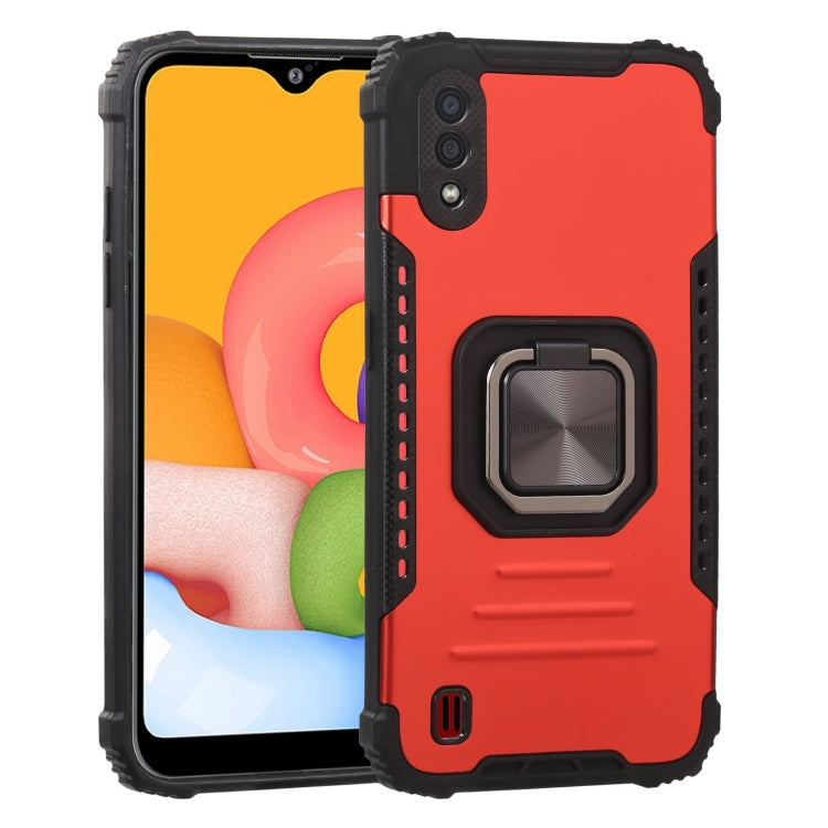 For Samsung Galaxy A01 / M01 Fierce Warrior Series Armor All-inclusive Shockproof Aluminum Alloy + TPU Protective Case with Ring Holder