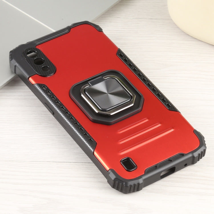 For Samsung Galaxy A01 / M01 Fierce Warrior Series Armor All-inclusive Shockproof Aluminum Alloy + TPU Protective Case with Ring Holder