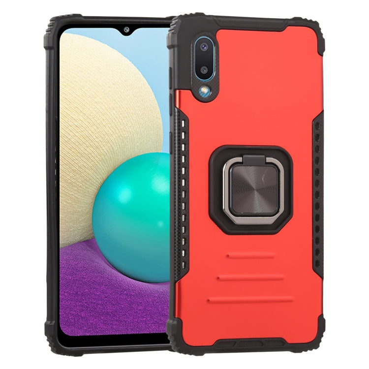 For Samsung Galaxy A02 / M02 Fierce Warrior Series Armor All-inclusive Shockproof Aluminum Alloy + TPU Protective Case with Ring Holder