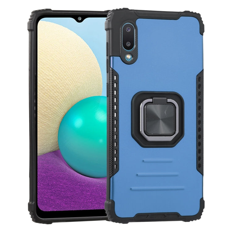 For Samsung Galaxy A02 / M02 Fierce Warrior Series Armor All-inclusive Shockproof Aluminum Alloy + TPU Protective Case with Ring Holder