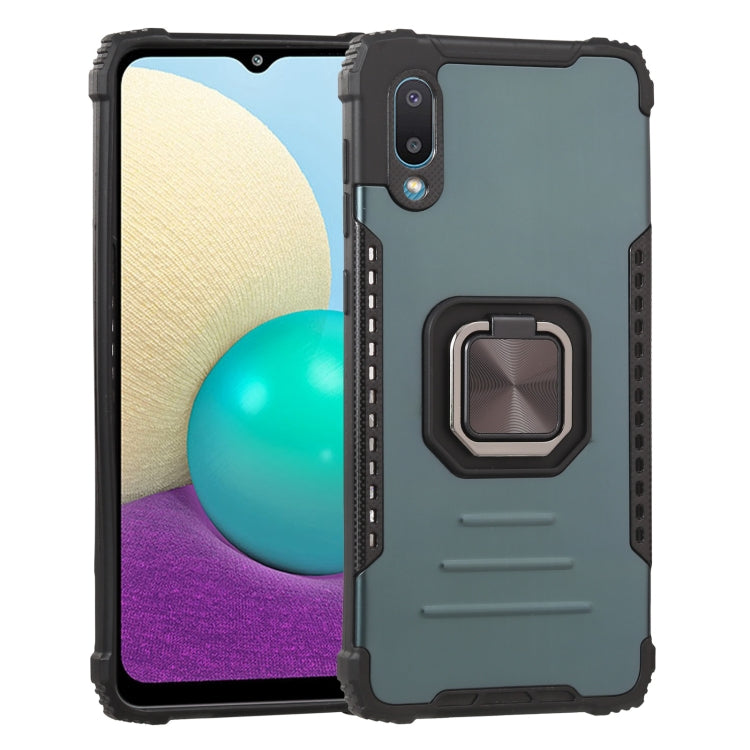 For Samsung Galaxy A02 / M02 Fierce Warrior Series Armor All-inclusive Shockproof Aluminum Alloy + TPU Protective Case with Ring Holder
