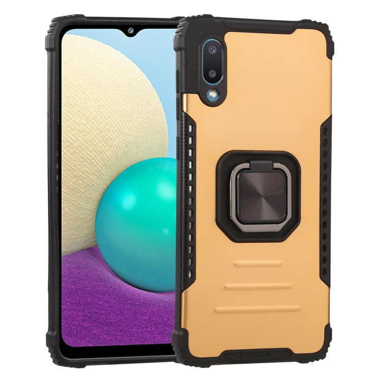 For Samsung Galaxy A02 / M02 Fierce Warrior Series Armor All-inclusive Shockproof Aluminum Alloy + TPU Protective Case with Ring Holder