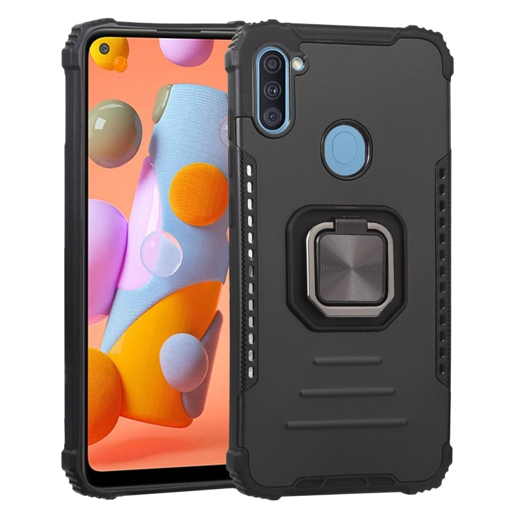 For Samsung Galaxy A11 EU Version / M11 Fierce Warrior Series Armor All-inclusive Shockproof Aluminum Alloy + TPU Protective Case with Ring Holder