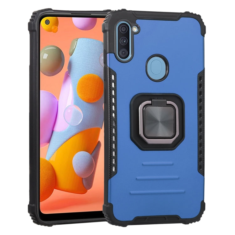 For Samsung Galaxy A11 EU Version / M11 Fierce Warrior Series Armor All-inclusive Shockproof Aluminum Alloy + TPU Protective Case with Ring Holder