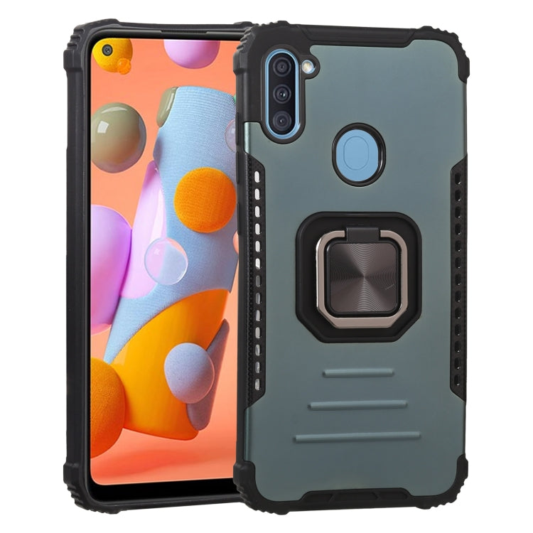 For Samsung Galaxy A11 EU Version / M11 Fierce Warrior Series Armor All-inclusive Shockproof Aluminum Alloy + TPU Protective Case with Ring Holder