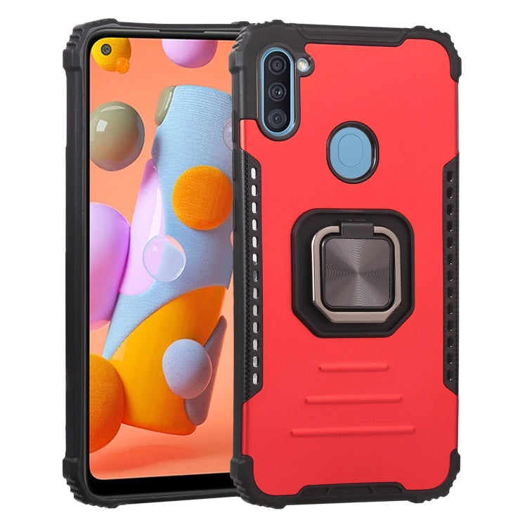 For Samsung Galaxy A11 / M11 Fierce Warrior Series Armor All-inclusive Shockproof Aluminum Alloy + TPU Protective Case with Ring Holder