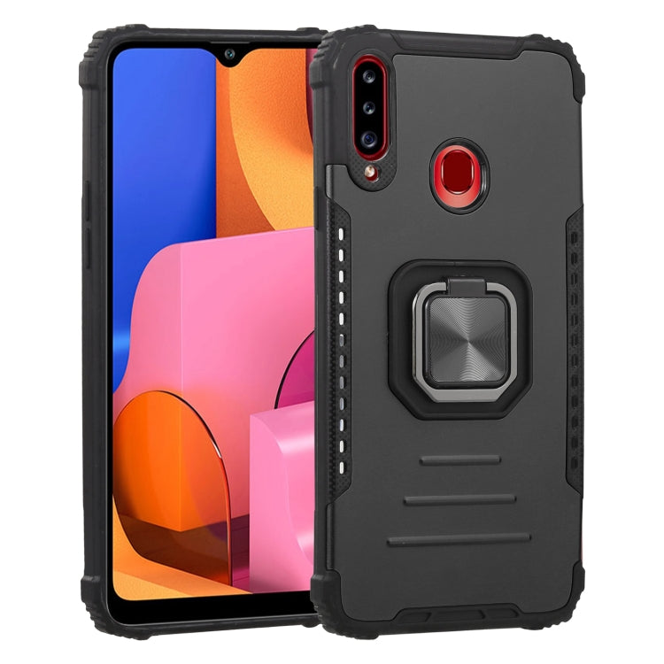 For Samsung Galaxy A20s Fierce Warrior Series Armor All-inclusive Shockproof Aluminum Alloy + TPU Protective Case with Ring Holder