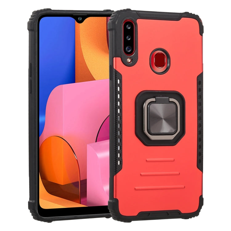For Samsung Galaxy A20s Fierce Warrior Series Armor All-inclusive Shockproof Aluminum Alloy + TPU Protective Case with Ring Holder