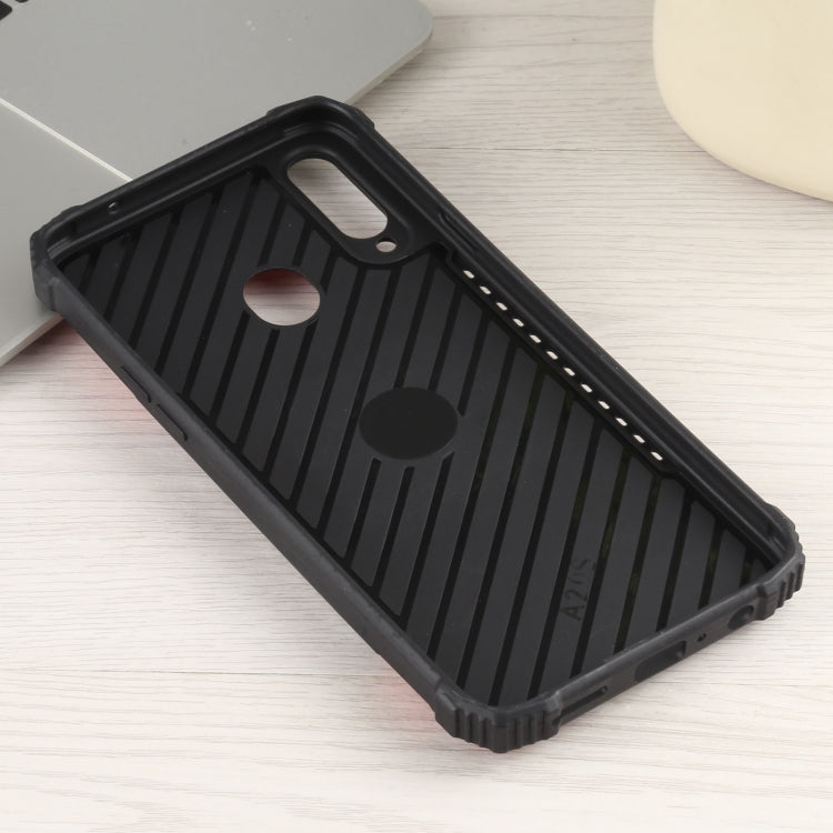 For Samsung Galaxy A20s Fierce Warrior Series Armor All-inclusive Shockproof Aluminum Alloy + TPU Protective Case with Ring Holder