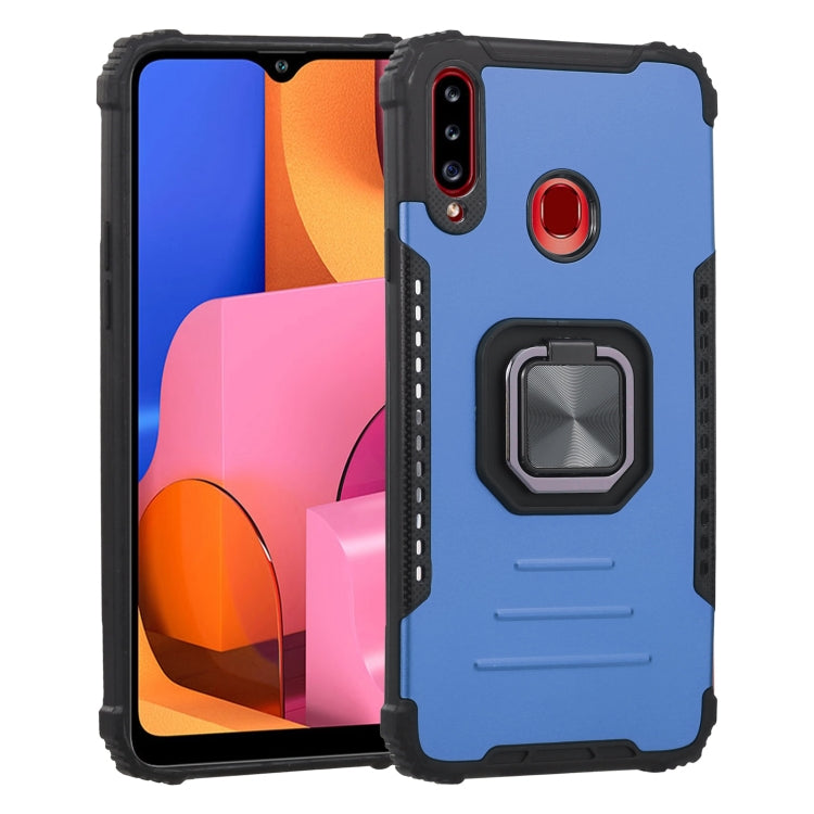 For Samsung Galaxy A20s Fierce Warrior Series Armor All-inclusive Shockproof Aluminum Alloy + TPU Protective Case with Ring Holder