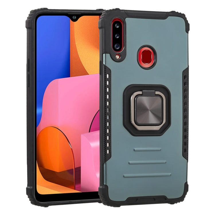 For Samsung Galaxy A20s Fierce Warrior Series Armor All-inclusive Shockproof Aluminum Alloy + TPU Protective Case with Ring Holder