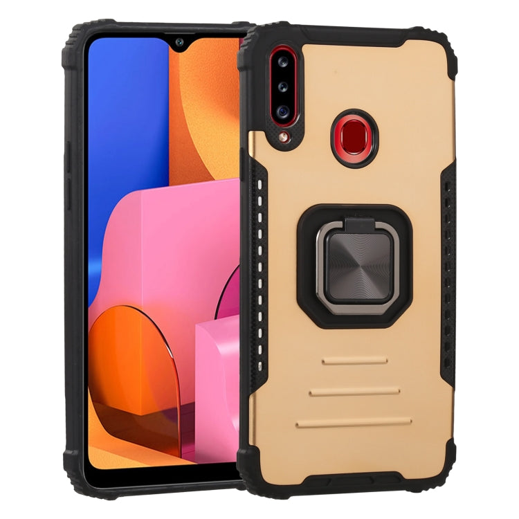For Samsung Galaxy A20s Fierce Warrior Series Armor All-inclusive Shockproof Aluminum Alloy + TPU Protective Case with Ring Holder