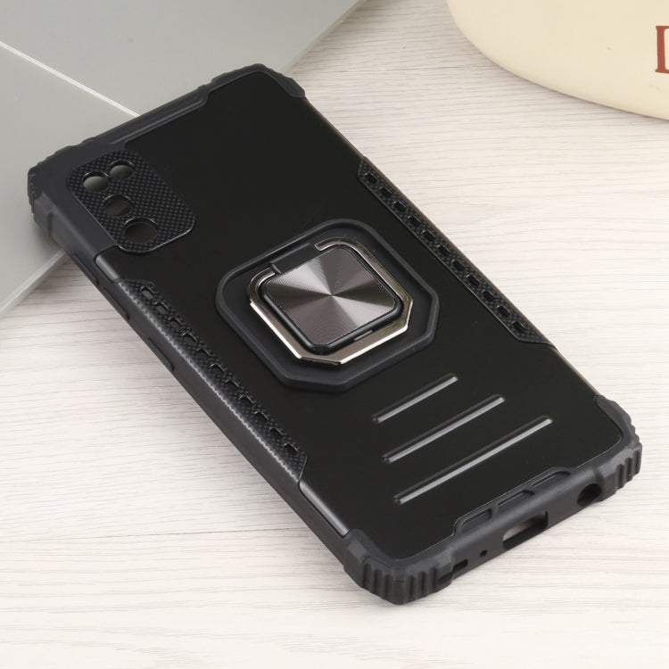 For Samsung Galaxy A41 Fierce Warrior Series Armor All-inclusive Shockproof Aluminum Alloy + TPU Protective Case with Ring Holder
