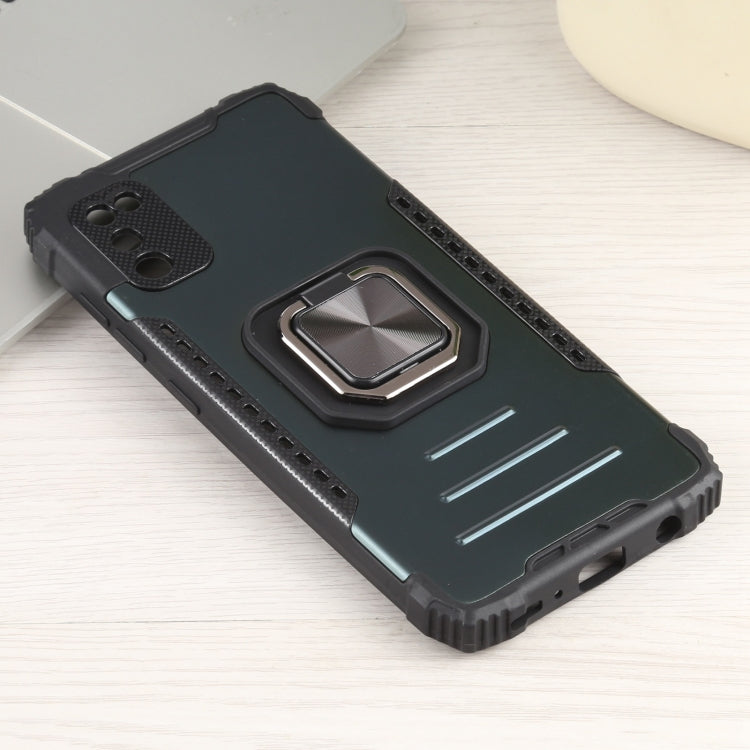 For Samsung Galaxy A41 Fierce Warrior Series Armor All-inclusive Shockproof Aluminum Alloy + TPU Protective Case with Ring Holder
