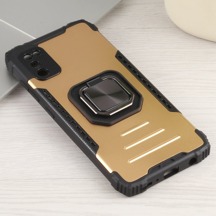 For Samsung Galaxy A41 Fierce Warrior Series Armor All-inclusive Shockproof Aluminum Alloy + TPU Protective Case with Ring Holder