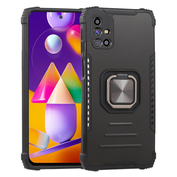 For Samsung Galaxy M31s Fierce Warrior Series Armor All-inclusive Shockproof Aluminum Alloy + TPU Protective Case with Ring Holder