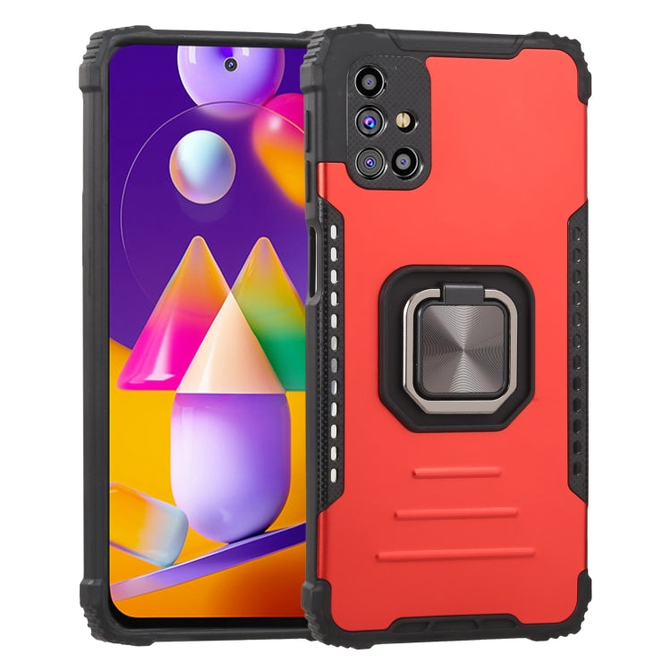 For Samsung Galaxy M31s Fierce Warrior Series Armor All-inclusive Shockproof Aluminum Alloy + TPU Protective Case with Ring Holder