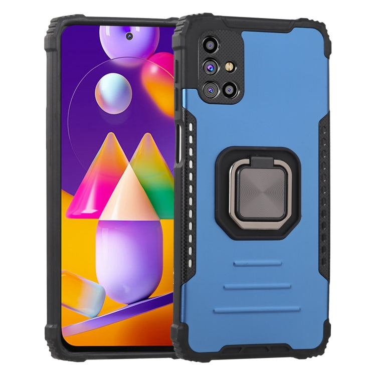 For Samsung Galaxy M31s Fierce Warrior Series Armor All-inclusive Shockproof Aluminum Alloy + TPU Protective Case with Ring Holder