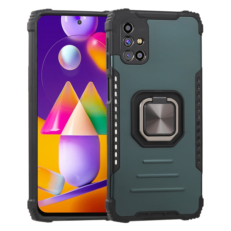 For Samsung Galaxy M31s Fierce Warrior Series Armor All-inclusive Shockproof Aluminum Alloy + TPU Protective Case with Ring Holder