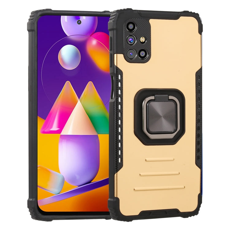 For Samsung Galaxy M31s Fierce Warrior Series Armor All-inclusive Shockproof Aluminum Alloy + TPU Protective Case with Ring Holder