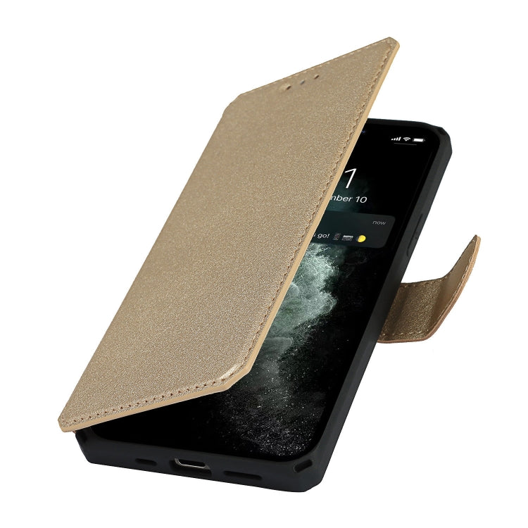 For iPhone 12 mini Plain Texture Horizontal Flip PU Leather Case with Holder & Card Slots & Photo Frame & Wallet & Strap