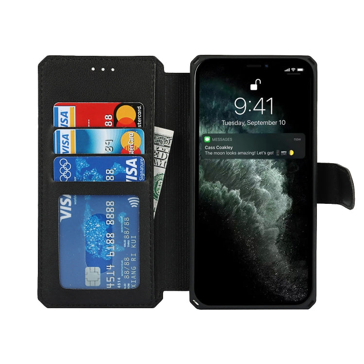For iPhone 12 / 12 Pro Plain Texture Horizontal Flip PU Leather Case with Holder & Card Slots & Photo Frame & Wallet & Strap